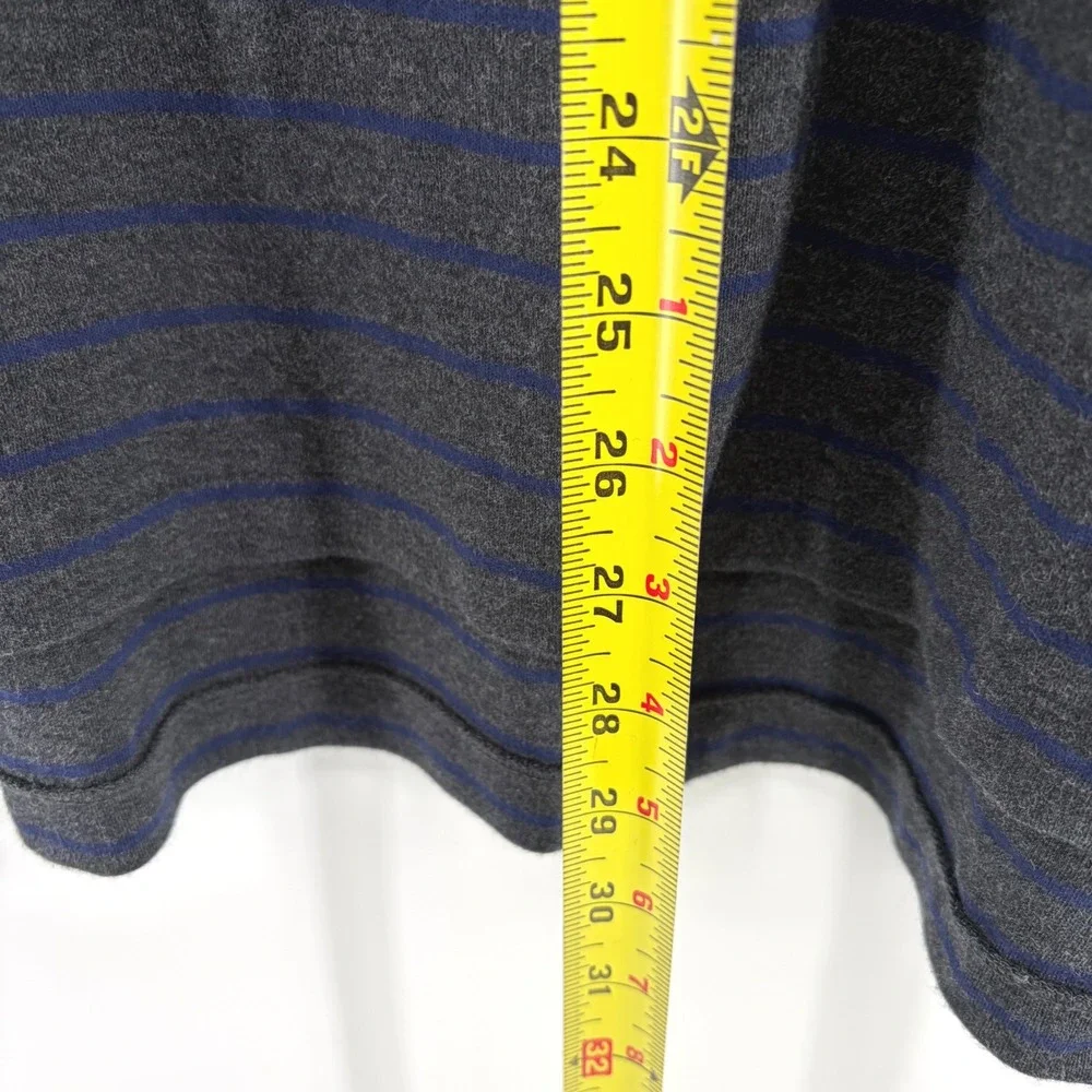 Polo Ralph Lauren Mens L‎ Rugby Long Sleeve Striped Polo Shirt Grey Blue Cotton